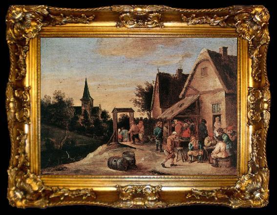 framed  TENIERS, David the Elder Village Feast  sdt, ta009-2